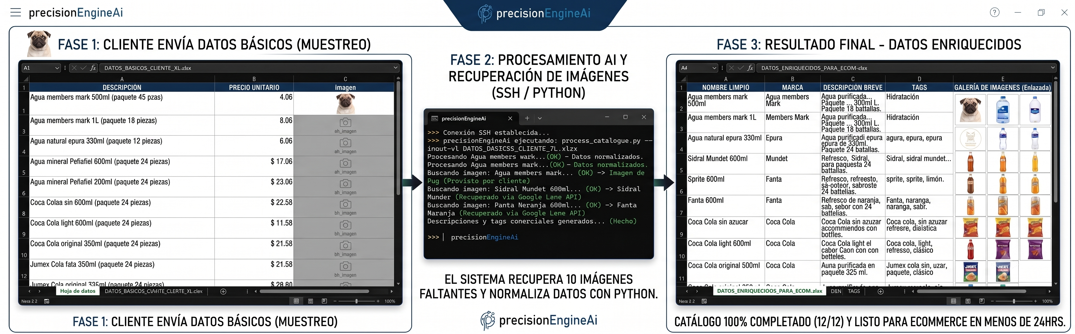 Vista del catálogo curado: productos con imágenes y descripciones listos para editar
